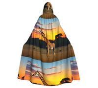 YYHWHJDE Giraffa Tramonto Naturale Stampe Halloween Adulto Mantello Con Cappuccio Uomini E Donne Abbigliamento Mantello Gioco di Ruolo