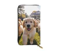 YYHWHJDE Golden Retriever Puppies Portafoglio lungo in pelle stampata Progettato per ragazze e donne alla moda elegante e personalizzato 19 x 10,5 cm, nero, taglia unica, Nero , Taglia unica