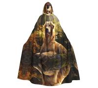 YYHWHJDE Golden Retriever Stampe Halloween Adulto Mantello con Cappuccio Uomini E Donne Abbigliamento Mantello Gioco di Ruolo