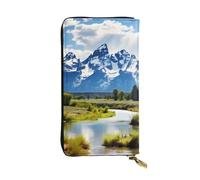 YYHWHJDE Grand Teton National Park Prints, pochette lunga in pelle di qualità, progettata per ragazze e donne alla moda, elegante, 19 x 10,5 cm, Nero , Taglia unica