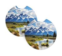 Yyhwhjde Grand Teton National Park stampato interno auto portabicchieri Pad 2 pz impermeabile e veloce per auto, camion, SUV e navi