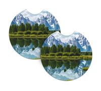 Yyhwhjde Grand Teton National Park stampato interno auto portabicchieri Pad 2 pz impermeabile e veloce per auto, camion, SUV e navi