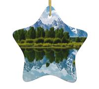 YYHWHJDE Grand Teton National Park Stampe Natale in ceramica ciondolo a forma di stella ornamento facile da appendere, molto adatto per decorare alberi di Natale