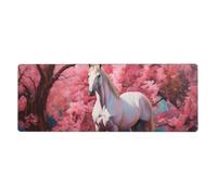 YYHWHJDE Grande tappetino per mouse da gioco in gomma oversize 70 x 30 cm adatto per desktop, laptop, cavallo PC davanti alberi in fiore stampato