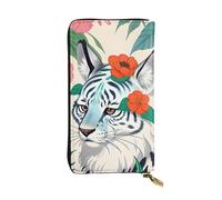 YYHWHJDE Graziosa pochette lunga in pelle bianca con stampa tigre di qualità, progettata per ragazze e donne alla moda, elegante, 19 x 10,5 cm, Nero , Taglia unica