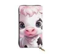 YYHWHJDE Graziosa pochette lunga in pelle di qualità con motivo a mucca in stile cartone animato, progettato per ragazze e donne alla moda, elegante, 19 x 10,5 cm, Nero , Taglia unica