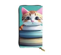 YYHWHJDE Graziosa pochette lunga in pelle stampata con gatto impilabile, progettata per ragazze e donne alla moda, elegante, 19 x 10,5 cm, Nero , Taglia unica