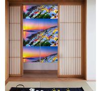 YYHWHJDE Grecia Island Tramonto Paesaggio Stampe Porta tenda divisoria giunzione protezione della privacy adatta per cucina, bagno, stanza 86,4 x 142,2 cm