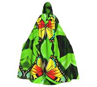 YYHWHJDE Green Leaf Colorful Butterfly Stampe Halloween Adulto Mantello con Cappuccio Uomini E Donne Abbigliamento Mantello Gioco di Ruolo