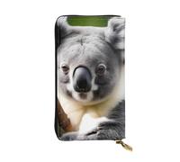 YYHWHJDE Green Leaf Koala - Pochette lunga in pelle di qualità, progettata per ragazze e donne alla moda, elegante, 19 x 10,5 cm, Nero , Taglia unica
