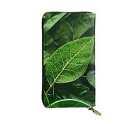 YYHWHJDE Green Leaf Nature Pattern Portafoglio lungo pochette in pelle Progettato per ragazze e donne alla moda elegante e personalizzato 19 x 10,5 cm, nero, taglia unica, Nero , Taglia unica