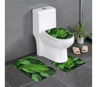 YYHWHJDE Green Leaf Nature Picture Tappetino antiscivolo set di tre pezzi tappeto bagno antiscivolo durevole
