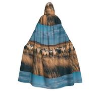 YYHWHJDE Gregge Di Pecore Sul Prato Stampe Halloween Adulto Mantello Con Cappuccio Uomini E Donne Abbigliamento Mantello Gioco Di Ruolo