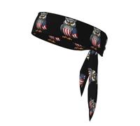 YYHWHJDE Gufo che trasporta la bandiera nazionale Stampe Foulard sportivo, assorbe il sudore e traspirante, fascia movimento, fazzoletto su entrambi i lati