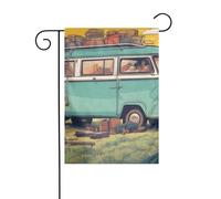 YYHWHJDE Happy Campers Pattern Asta da giardino per esterni decorazione cortile su entrambi i lati 30,5 x 45,7 cm