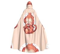 YYHWHJDE Happy Little Monkey - Mantello con cappuccio per Halloween, per adulti, senza cerniera, comodo per feste in costume