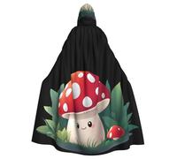YYHWHJDE Happy Little Mushroom Pattern Halloween adulto mantello con cappuccio mantello per giochi di ruolo, costumi da palcoscenico, feste di facile manutenzione