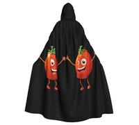 YYHWHJDE Happy Little Tomato Pattern Halloween adulto mantello con cappuccio senza cerniera, comodo per feste in costume
