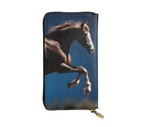 YYHWHJDE Horse Under The Moon Prints Portafoglio lungo in pelle progettato per ragazze e donne alla moda elegante e personalizzato 19 x 10,5 cm, nero, taglia unica, Nero , Taglia unica