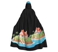 YYHWHJDE Houses On The Sea Stampe Halloween Adulto Mantello Con Cappuccio Abbigliamento Uomo E Donna Mantello Gioco di Ruolo