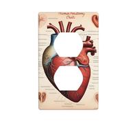 YYHWHJDE Human Anatomy Heart Chart Picture Double Socket Wall Panel Piastra di copertura per presa elettrica è resistente agli urti e durevole 11,4 x 7 cm