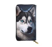 YYHWHJDE Husky Dog Prints Portafoglio lungo pochette in pelle progettato per ragazze e donne alla moda elegante e personalizzato 19 x 10,5 cm, nero, taglia unica, Nero , Taglia unica