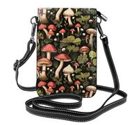 YYHWHJDE I funghi commestibili dell'annata stampano la piccola borsa del telefono di vibrazione della borsa di cuoio di vibrazione delle donne, impermeabile e durevole