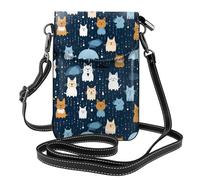 YYHWHJDE I gatti & i cani piovono le piccole donne di cuoio di vibrazione della borsa del telefono di vibrazione della tracolla, impermeabile e durevole