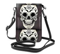 YYHWHJDE Il cranio di orrore dello zucchero stampa la piccola borsa di cuoio del telefono di vibrazione di vibrazione delle donne, impermeabile e