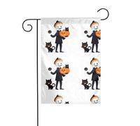YYHWHJDE Il fantasma del gatto nero dietro il piccolo modello asta da giardino decorazione cortile esterno su entrambi i lati 30,5 x 45,7 cm