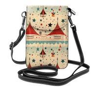 YYHWHJDE Il fondo d'annata del circo stampa la piccola borsa di cuoio del telefono di vibrazione di vibrazione delle donne della tracolla, impermeabile