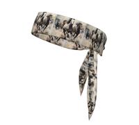 YYHWHJDE Il foulard sportivo con motivo cavallo selvaggio al galoppo, assorbe il sudore e traspirante, fascia per capelli con movimento, fazzoletto su entrambi i lati