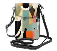 YYHWHJDE Il gatto di arte moderna della metà del secolo stampa la piccola borsa del telefono di vibrazione della tracolla delle donne di cuoio, impermeabile e durevole