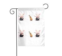 YYHWHJDE Il maialino che gioca l'erhu Pattern Asta da giardino decorazione cortile esterno su entrambi i lati 30,5 x 45,7 cm
