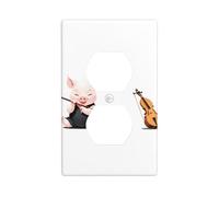 YYHWHJDE Il maialino che suona l'Erhu Picture doppia presa pannello a parete piastra di copertura per presa elettrica è resistente agli urti e durevole 11,4 x 7 cm