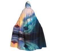 YYHWHJDE Il mantello con cappuccio per adulti Blue Ocean Wave Prints è un poncho con cappuccio super grande, comodo e resistente per Halloween