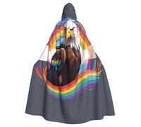 YYHWHJDE Il mantello con cappuccio per adulti con stampa dell'aquila sull'arcobaleno è un poncho con cappuccio super grande, comodo e resistente per Halloween