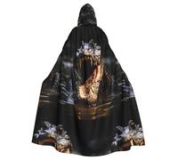 YYHWHJDE Il mantello con cappuccio per adulti con stampa di coccodrillo vizioso è un poncho con cappuccio super grande, comodo e resistente per Halloween