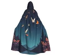 YYHWHJDE Il mantello con cappuccio per adulti con stampa di uccelli tra le stelle è un poncho con cappuccio super grande, comodo e resistente per Halloween