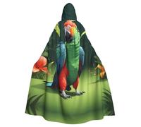 YYHWHJDE Il mantello con cappuccio per adulti con stampa pappagallo sull'erba è un poncho con cappuccio super grande, comodo e resistente per Halloween