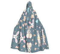 YYHWHJDE Il mantello con cappuccio per adulti con stampe di coniglietti carini cartoni animati è un poncho con cappuccio super grande, comodo e resistente per Halloween