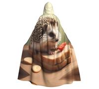 YYHWHJDE Il mantello con cappuccio per adulti con stampe di riccio sul pane è un poncho con cappuccio super grande, comodo e resistente per Halloween