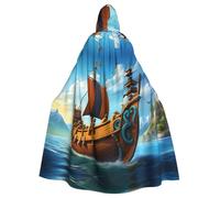 YYHWHJDE Il mantello con cappuccio Vikings Boat Prints per adulti è un poncho con cappuccio super grande, comodo e resistente per Halloween