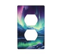 YYHWHJDE Il pannello decorativo a doppia presa con motivo a pittura dell'aurora boreale è durevole e adatto per accessori per interruttori della luce della presa, 11,4 x 7 cm