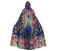 YYHWHJDE Il pavone splendente Immagine Adulto Halloween giacca con cappuccio mantello lungo partito mantello adatto per uomini e donne