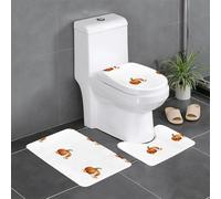 YYHWHJDE Il piccolo coniglio accanto alla zucca modello antiscivolo tappetino set tre pezzi tappeto bagno antiscivolo durevole
