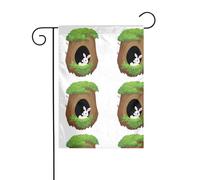 YYHWHJDE Il piccolo coniglio bianco nel foro dell'albero Modello Asta bandiera giardino decorazione cortile esterno su entrambi i lati 30,5 x 45,7 cm