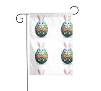 YYHWHJDE Il piccolo coniglio bianco sull'uovo di Pasqua Modello Asta da giardino decorazione cortile esterno su entrambi i lati 30,5 x 45,7 cm