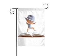 YYHWHJDE Il ragazzo nel libro Modello Giardino pennone esterno cortile decorazione moda 12x18 pollici