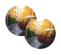 YYHWHJDE Italian Old Street Prints - Sottobicchieri a forma di auto, confezione da 2, il regalo ideale per l'inaugurazione della casa per i proprietari di auto, in neoprene di alta qualità, stile e